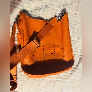 Orange Leather Shoulder Bag
